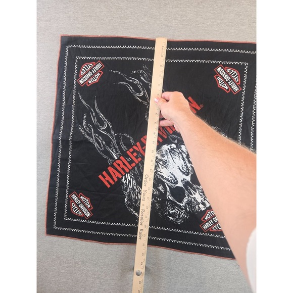 Harley-Davidson Bandana Men's Black Flame Skull Headwrap Motorcycle Biker - Picture 5 of 7